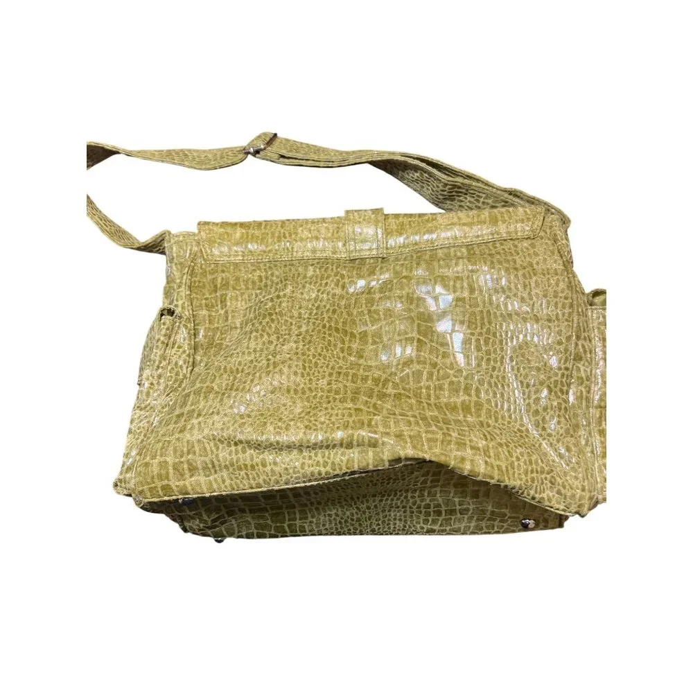 Kalencom Green Crocodile Pattern Diaper Bag Bottle Holder Wet Bag Adj Strap NWT